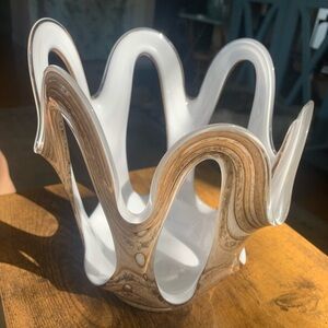 Vintage Makora Krosno (Poland) Hand-Blown Art Glass Open "Splash" Vase